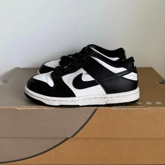 Nike Dunk Low Panda Black/White Toddler Sneakers - SZ 10 C - Picture 2 of 12